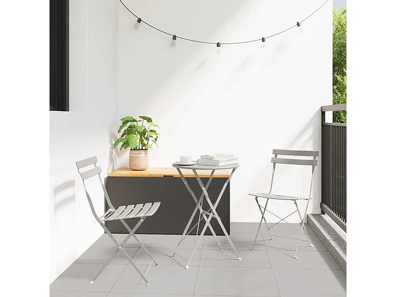 Chaise de jardin pliante 2 pcs Beige 42 x 46 x 82cm Acier