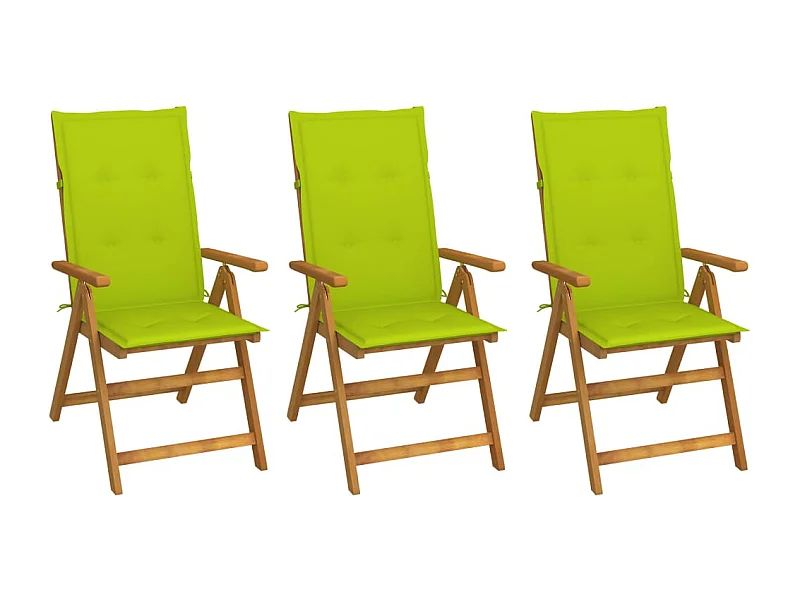 Set van 3 opvouwbare tuinstoelen met kussens Acaciahout