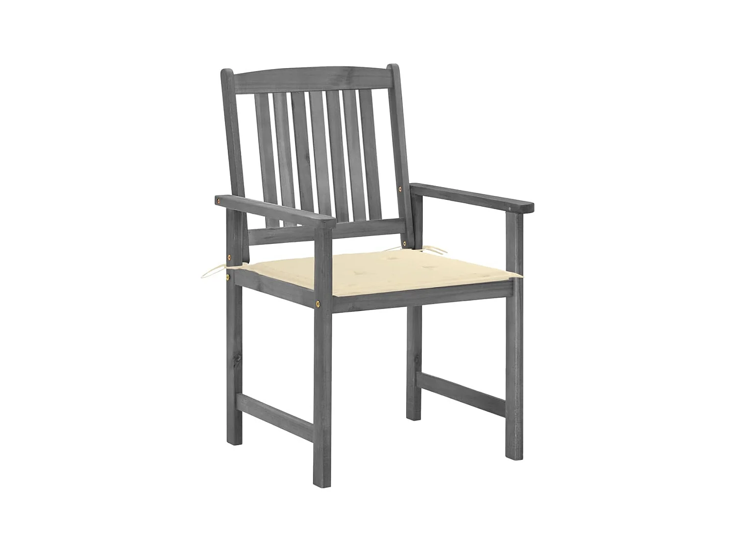 Juego de 4 sillas y cojines de jardín en madera maciza de acacia gris