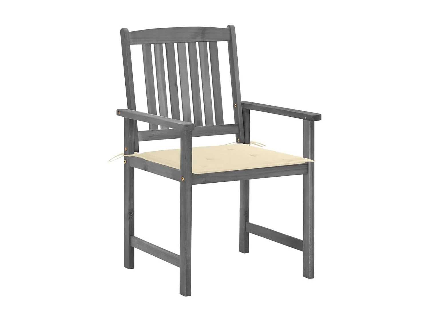 Set di 4 sedie e cuscini da giardino in legno massello di acacia grigio