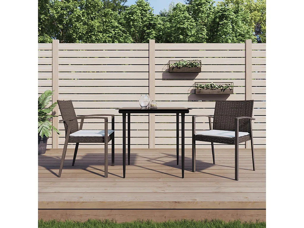 Chaises de jardin coussins lot de 2 marron 56,5x57x83 cm rotin