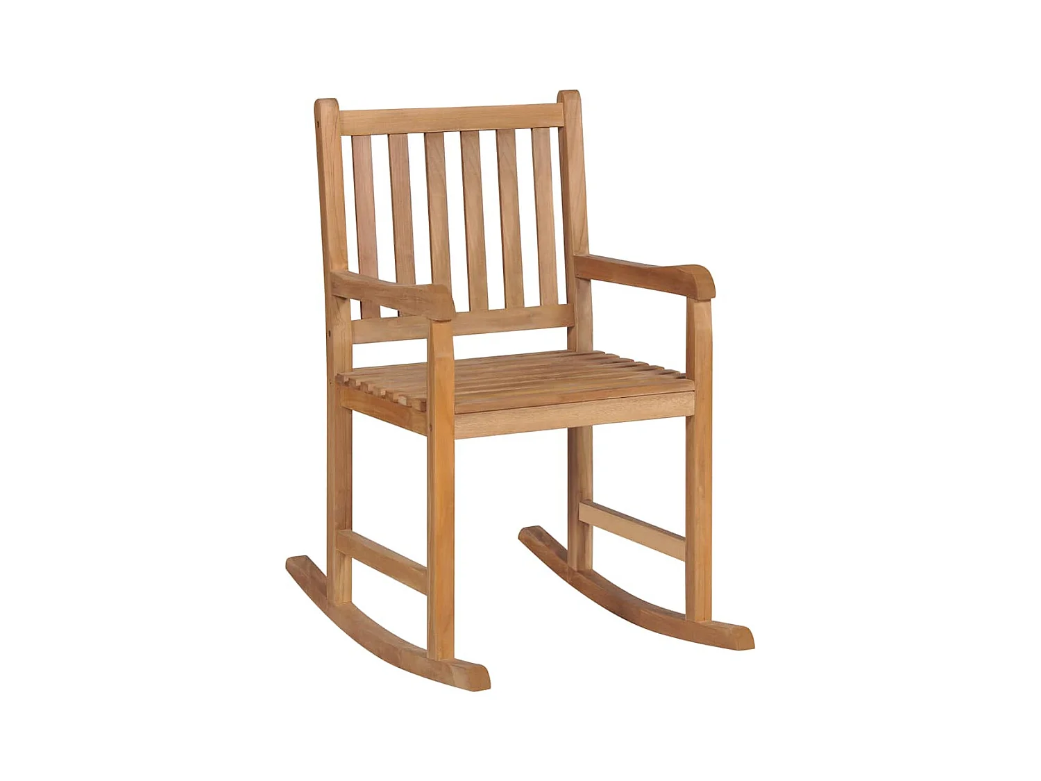 Schommelstoel met beige kussen Massief teakhout