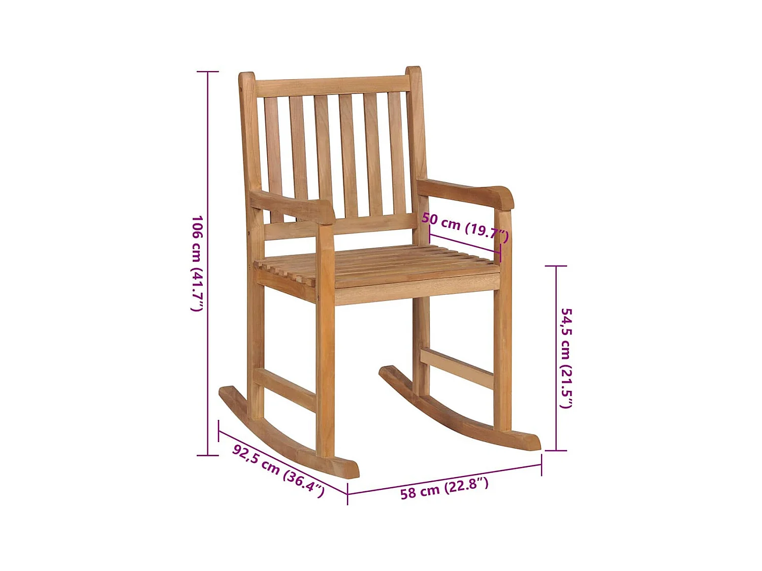 Chaise à bascule avec coussin beige Bois de teck solide
