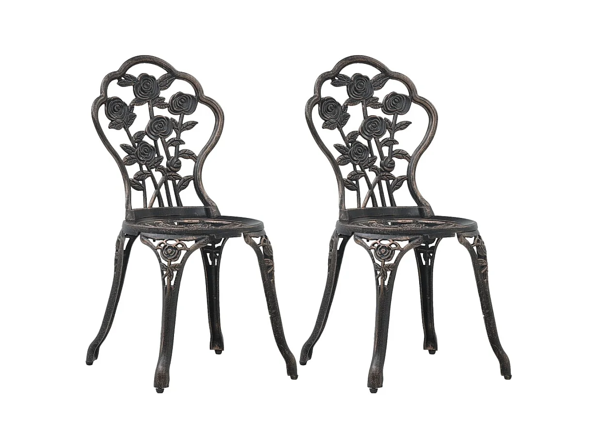 Chaises de bistro lot de 2 Bronze Aluminium coulé