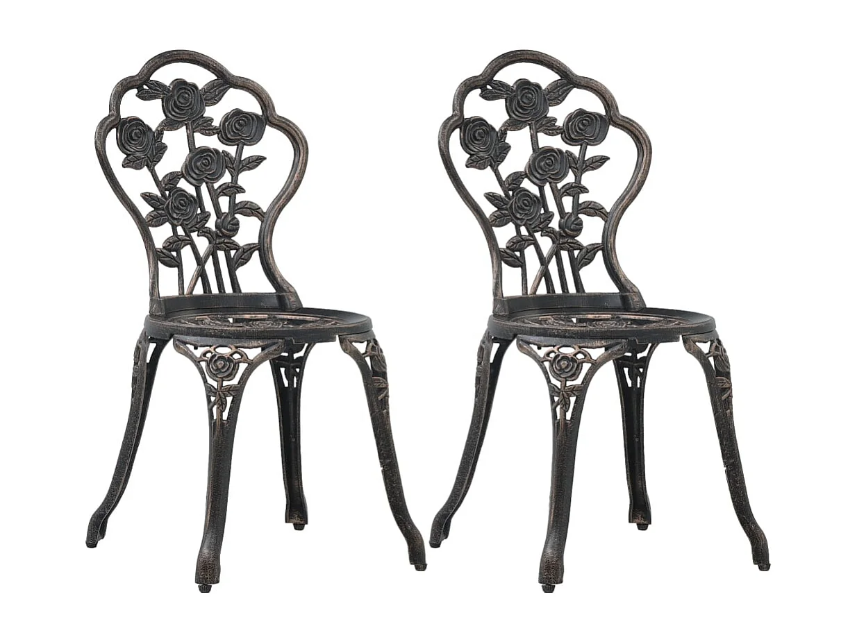 Chaises de bistro lot de 2 Bronze Aluminium coulé