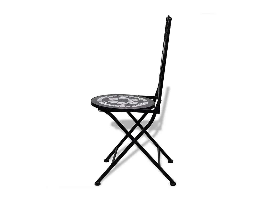 Chaises pliables de bistro 2 pcs Céramique Noir et blanc