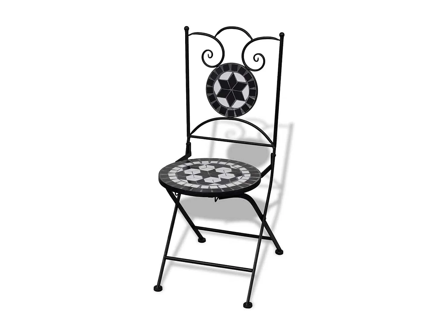 Chaises pliables de bistro 2 pcs Céramique Noir et blanc