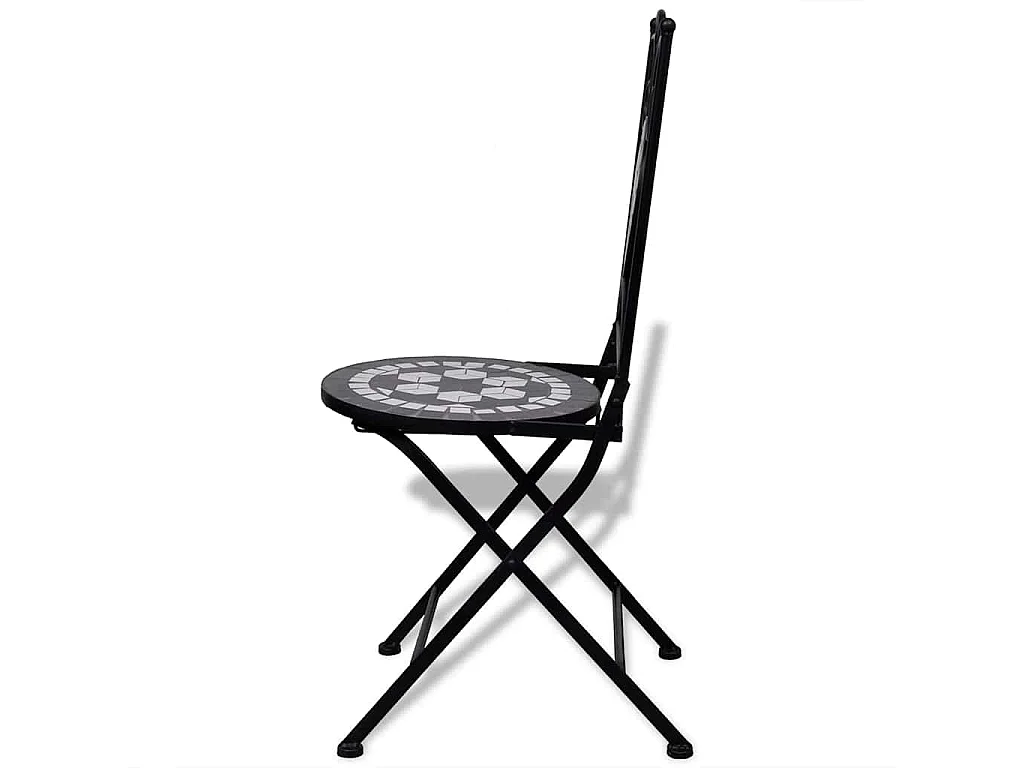 Chaises pliables de bistro 2 pcs Céramique Noir et blanc