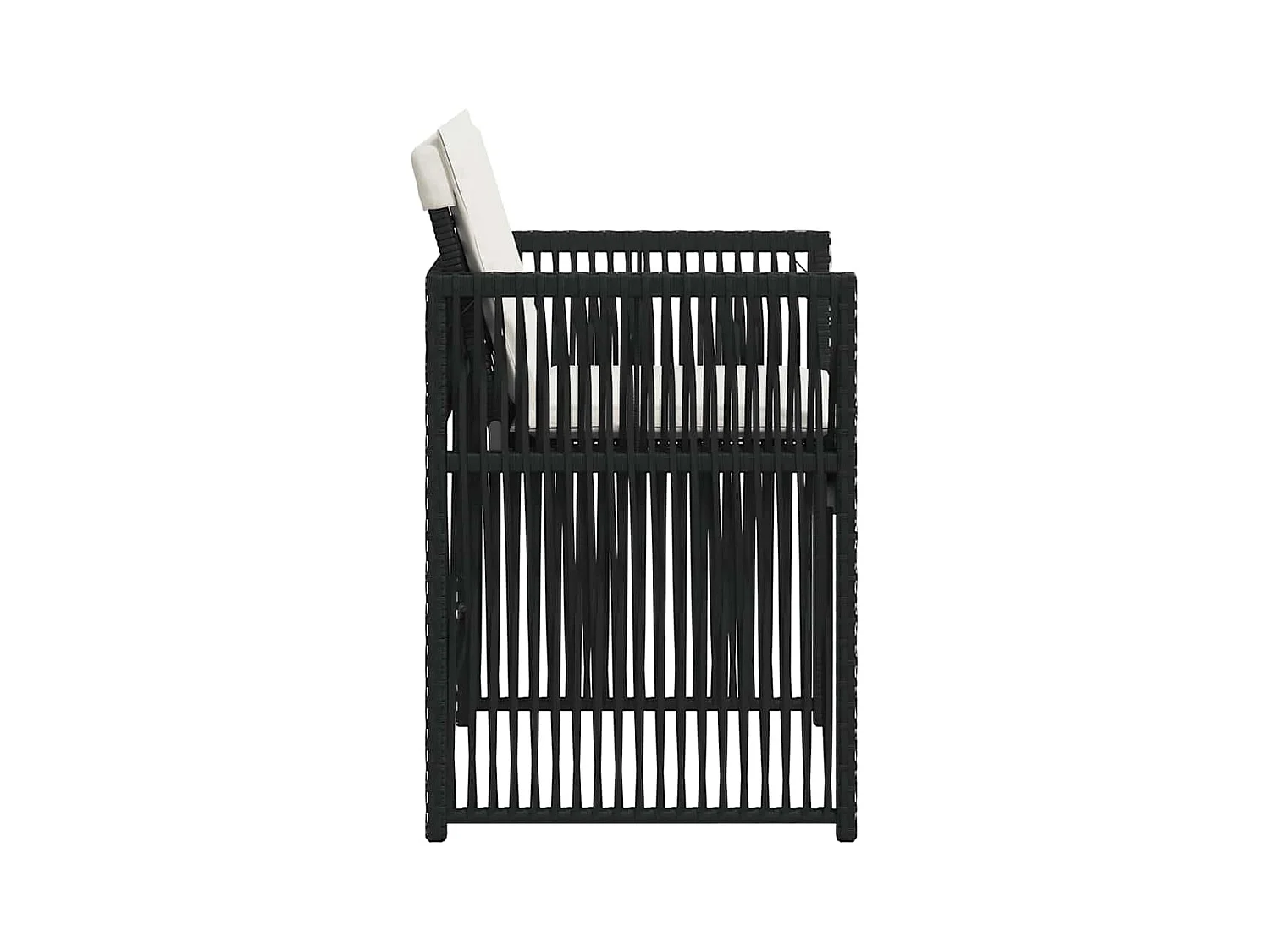 Conjunto de 4 sillas de jardín con cojines de mimbre negro