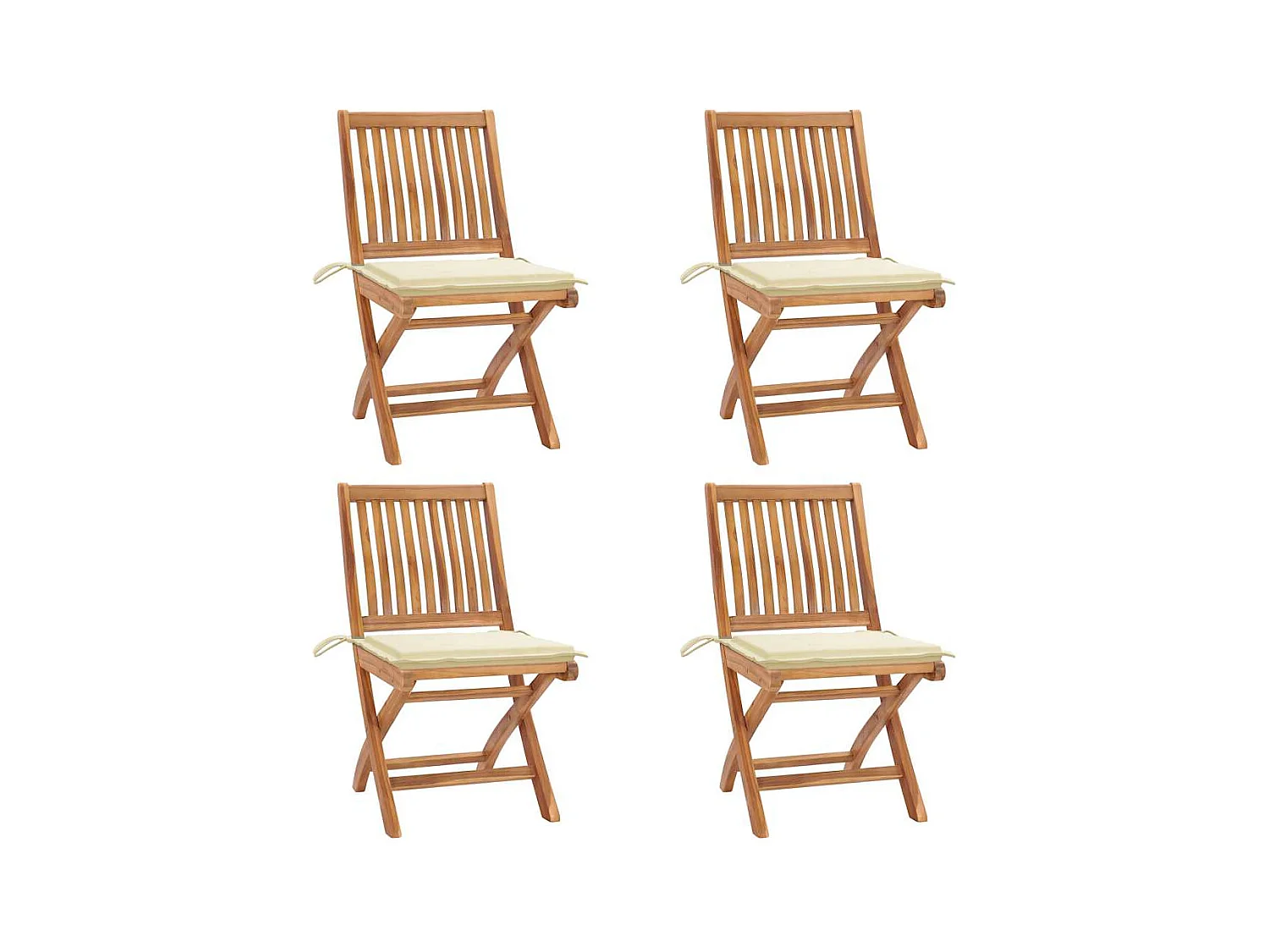 Chaises pliables de jardin avec coussins lot de 4 Teck solide
