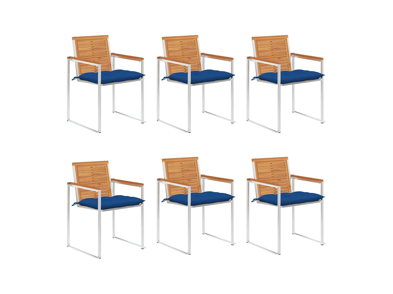 Chaises de jardin lot de 6 avec coussins Bois d'acacia solide