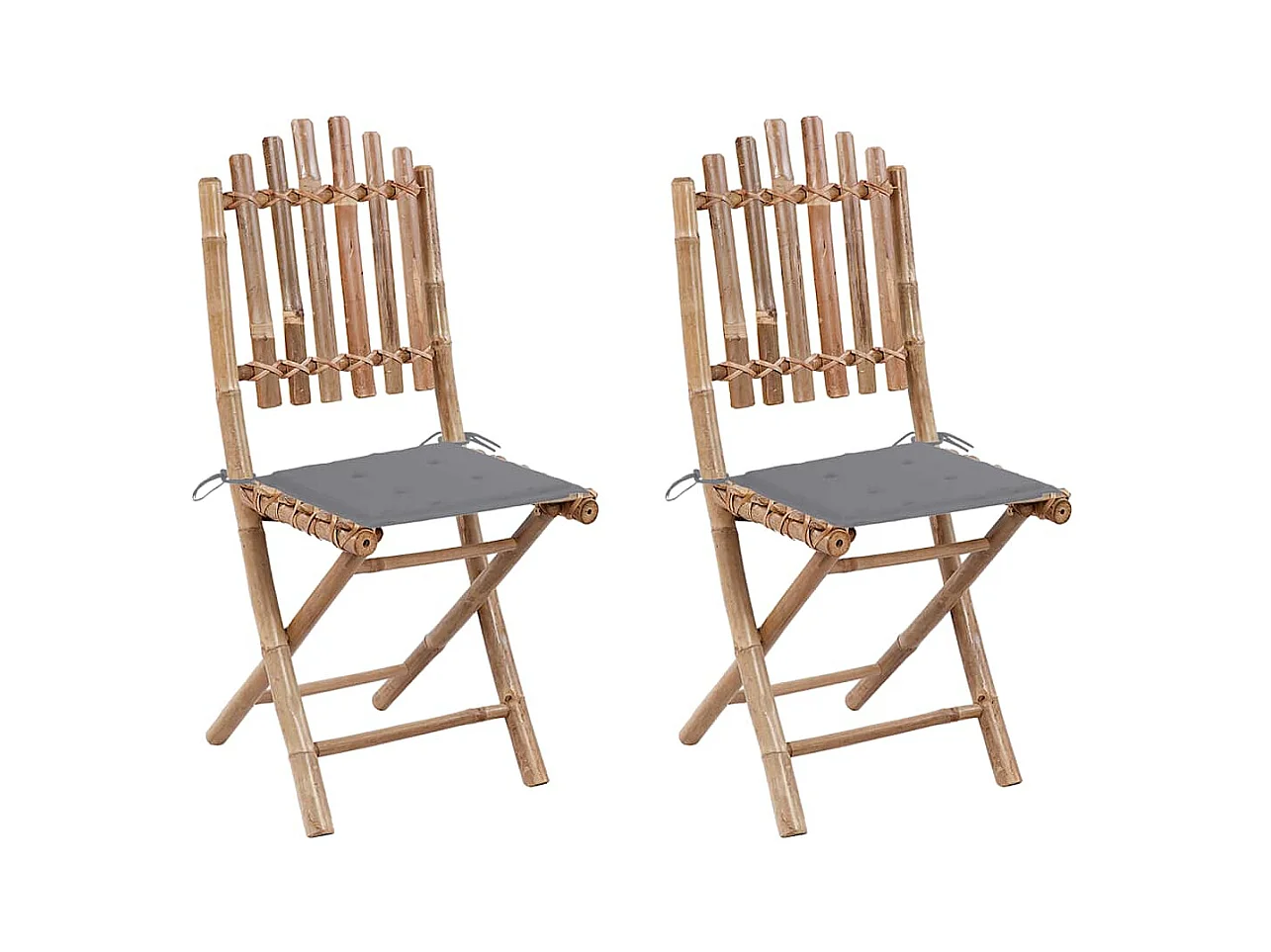 Opvouwbare tuinstoelen set van 2 met bamboe kussens
