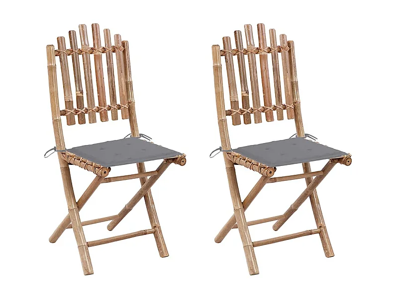 Klappbare Gartenstühle 2er Set mit Bambuskissen