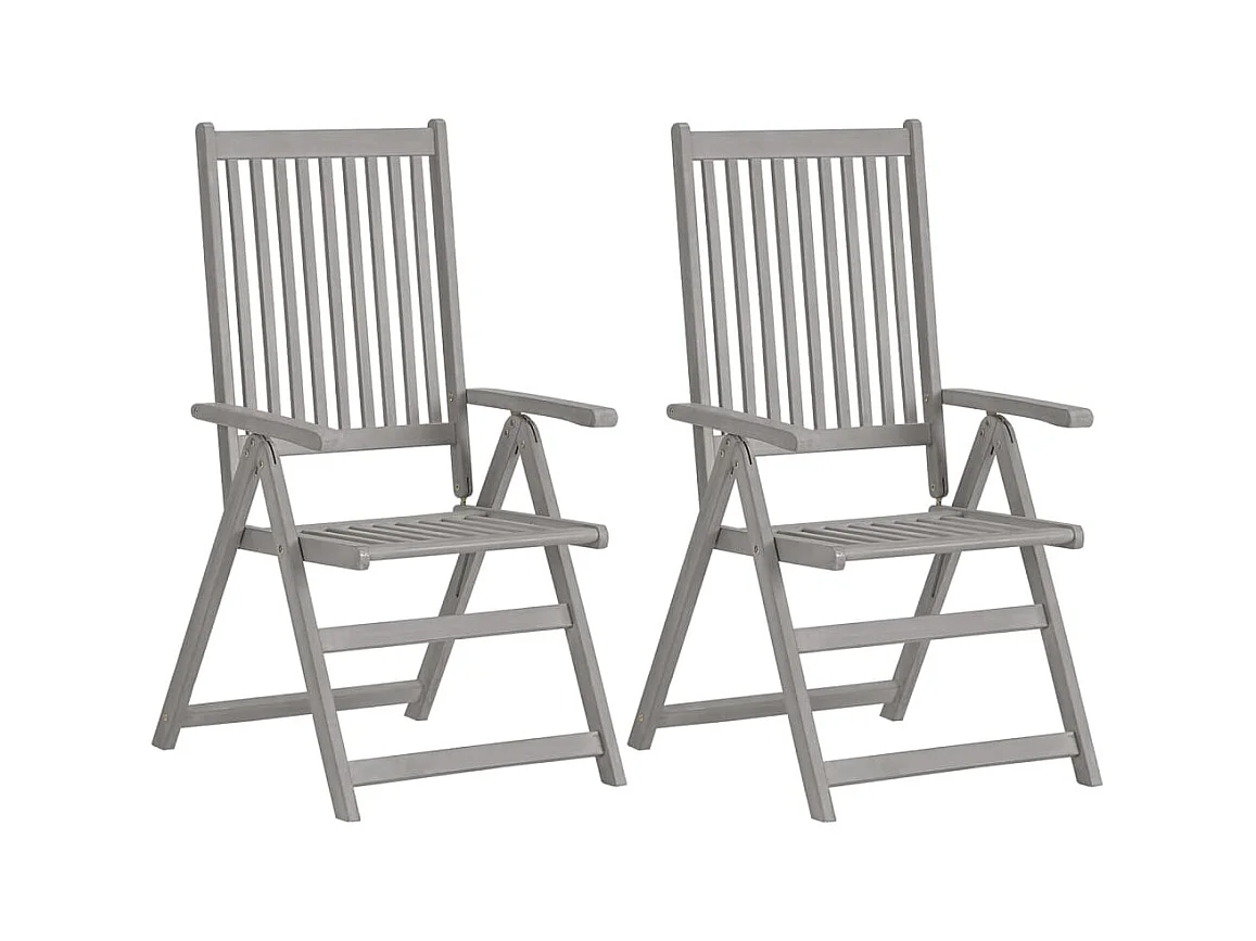 Conjunto de 2 sillas de jardín reclinables con cojines Madera de acacia