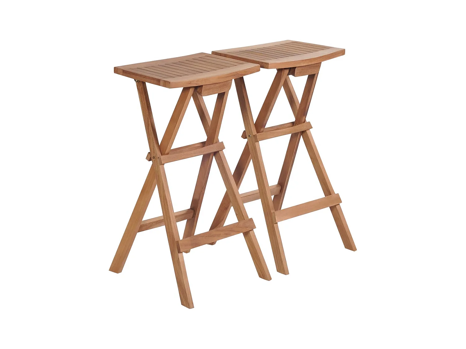 Tabourets de bar pliables lot de 2 Bois de teck massif