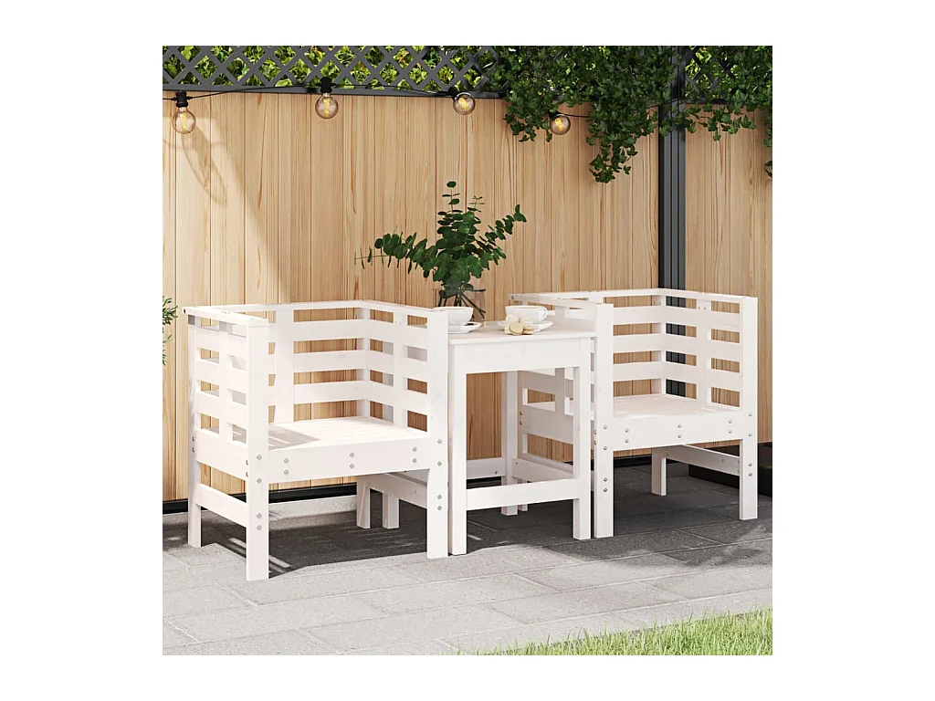 Chaises de jardin lot de 2 blanc 61,5x53x71 cm bois pin massif