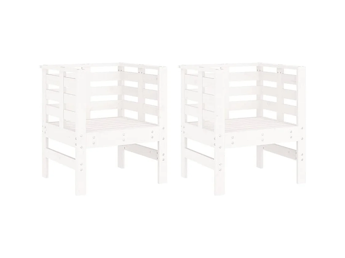 Chaises de jardin lot de 2 blanc 61,5x53x71 cm bois pin massif