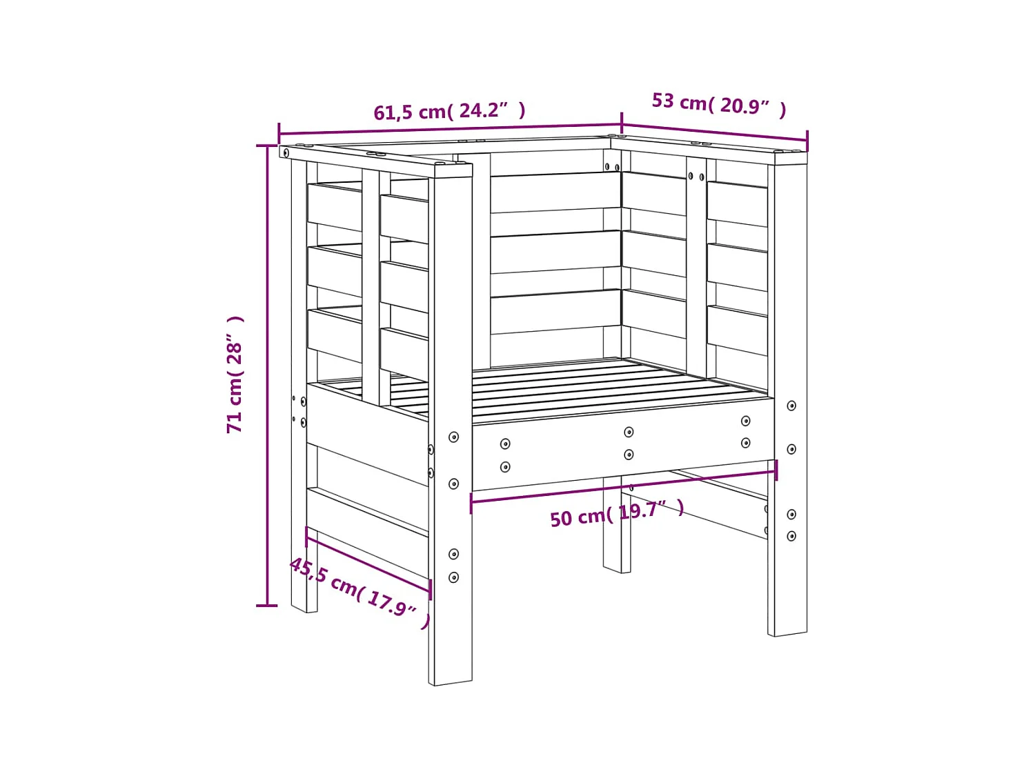 Tuinstoelen set van 2 wit 61,5x53x71 cm massief grenenhout