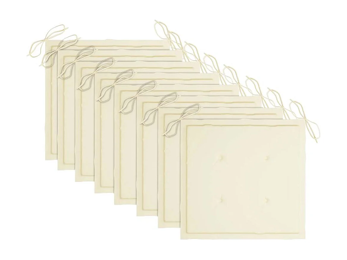 Chaises de jardin avec coussins crème lot de 8 Bois teck massif
