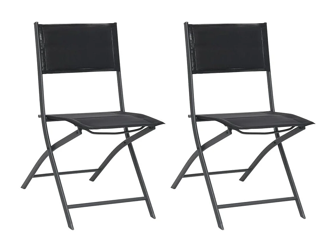 Juego de 2 sillas de jardín plegables de acero y textilene