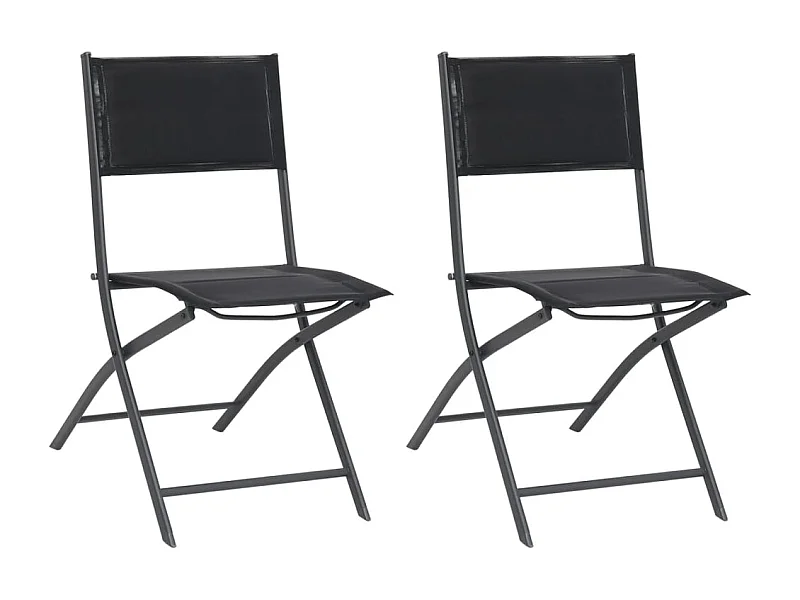 Juego de 2 sillas de jardín plegables de acero y textilene