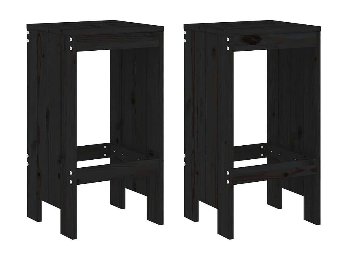 Tabourets de bar lot de 2 noir 40x36x75 cm bois massif de pin