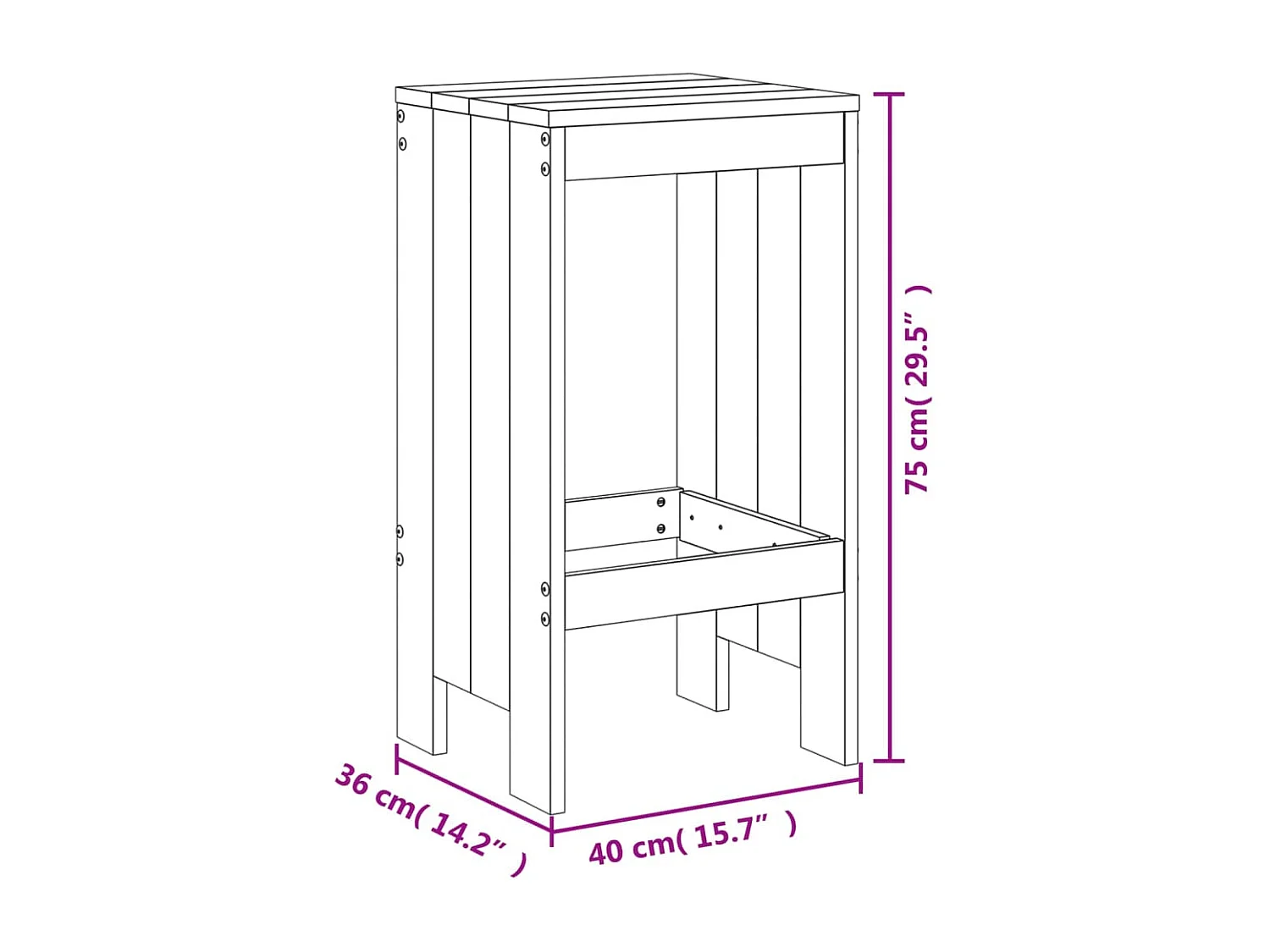 Tabourets de bar lot de 2 noir 40x36x75 cm bois massif de pin