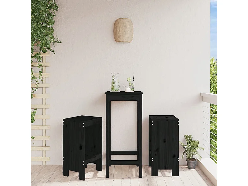 Tabourets de bar lot de 2 noir 40x36x75 cm bois massif de pin