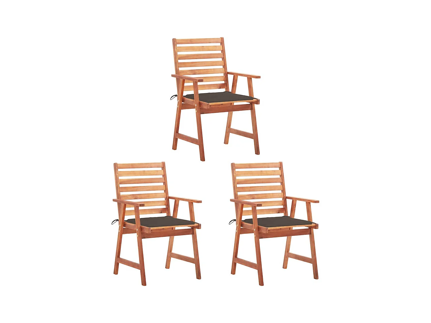 Chaises à manger d'extérieur lot de 3 et coussins Acacia massif