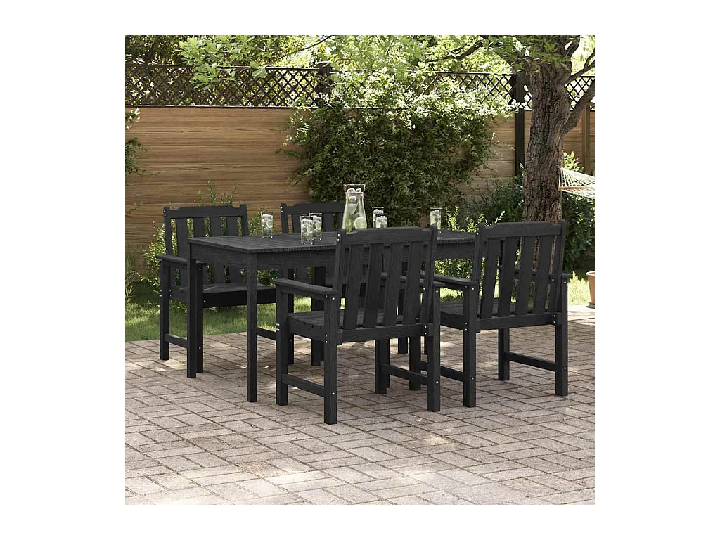 Chaise de jardin. 4 pcs Noir 65.5 x 55.5 x 88cm Plastique