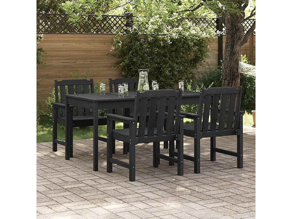 Gartenstuhl. 4 Stück Schwarz 65,5 x 55,5 x 88 cm Kunststoff