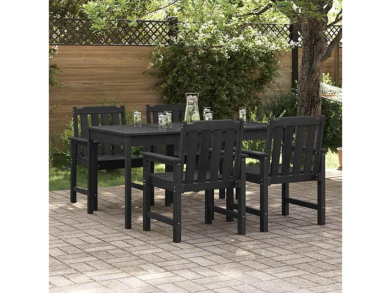 Tuinstoel. 4 stuks Zwart 65,5 x 55,5 x 88 cm Kunststof