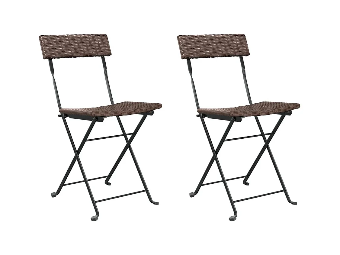 Set di 2 sedie pieghevoli da bistrot in resina intrecciata e acciaio