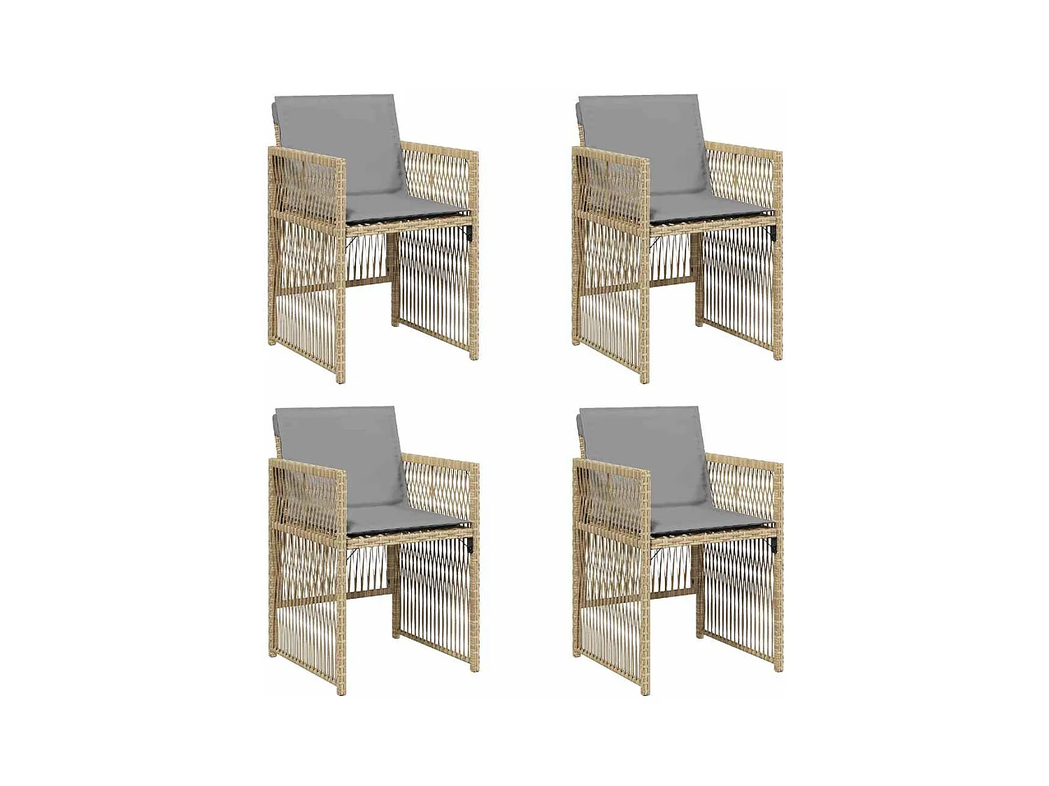 Set di 4 sedie da giardino con cuscini beige mix
