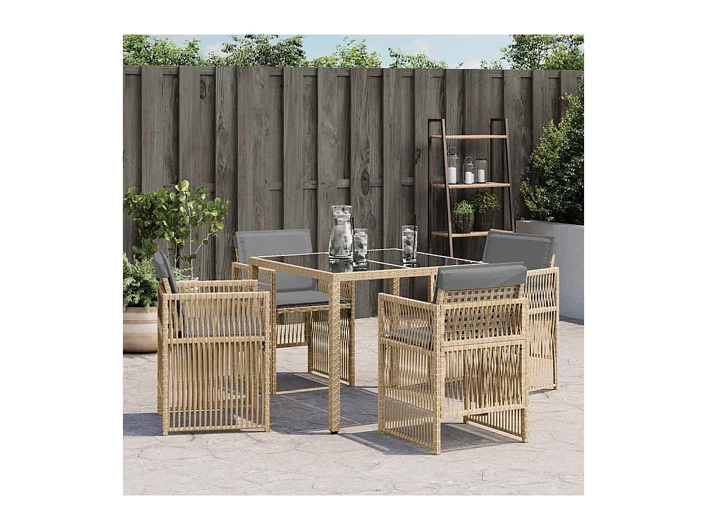 Set di 4 sedie da giardino con cuscini beige mix