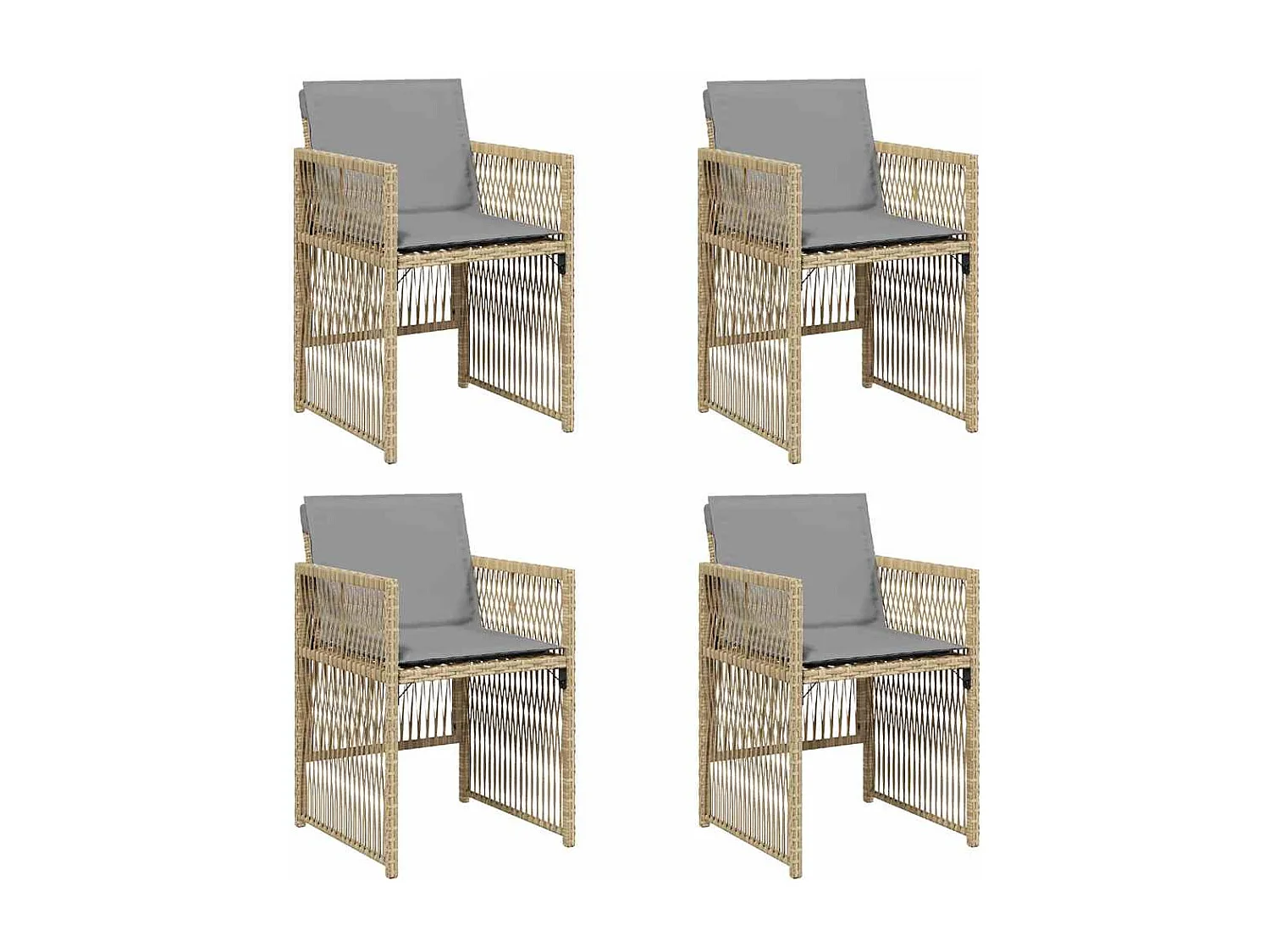 Set di 4 sedie da giardino con cuscini beige mix