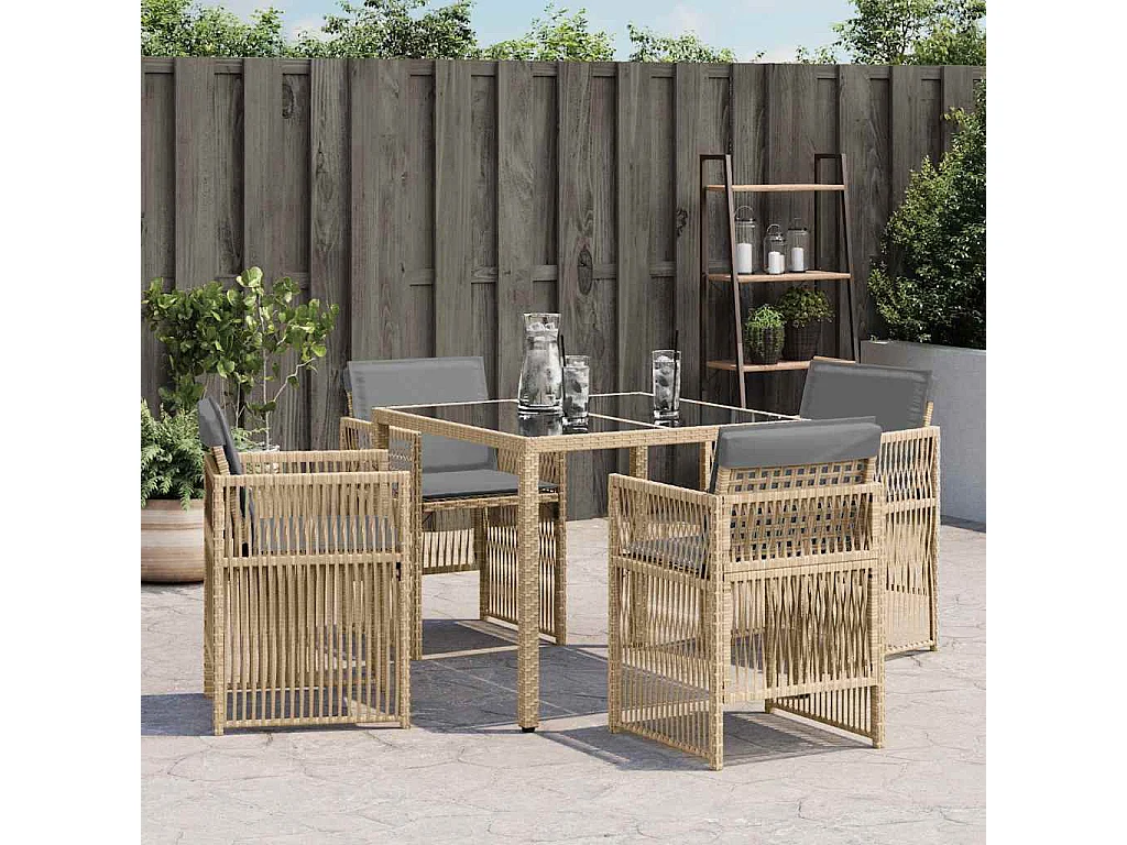 Set di 4 sedie da giardino con cuscini beige mix