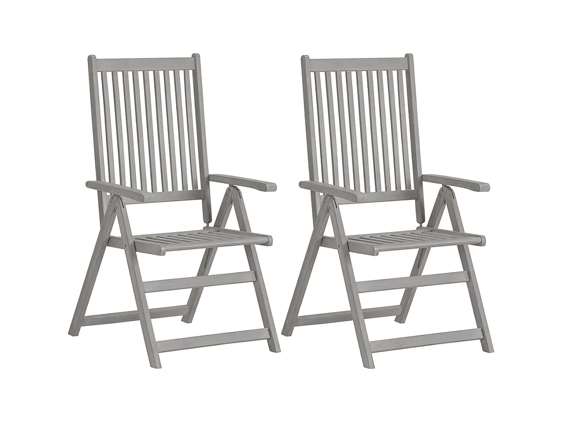 Set di 2 sedie da giardino reclinabili con cuscini in legno di acacia