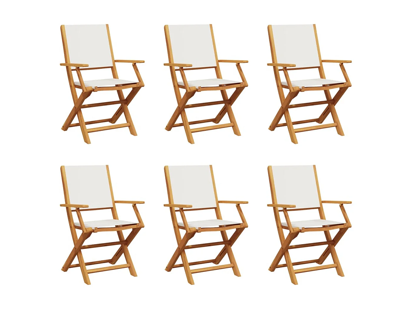 Chaises de jardin pliantes lot de 6 tissu et bois massif