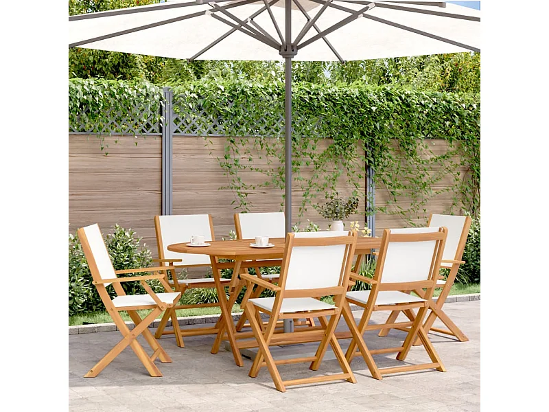 Chaises de jardin pliantes lot de 6 tissu et bois massif