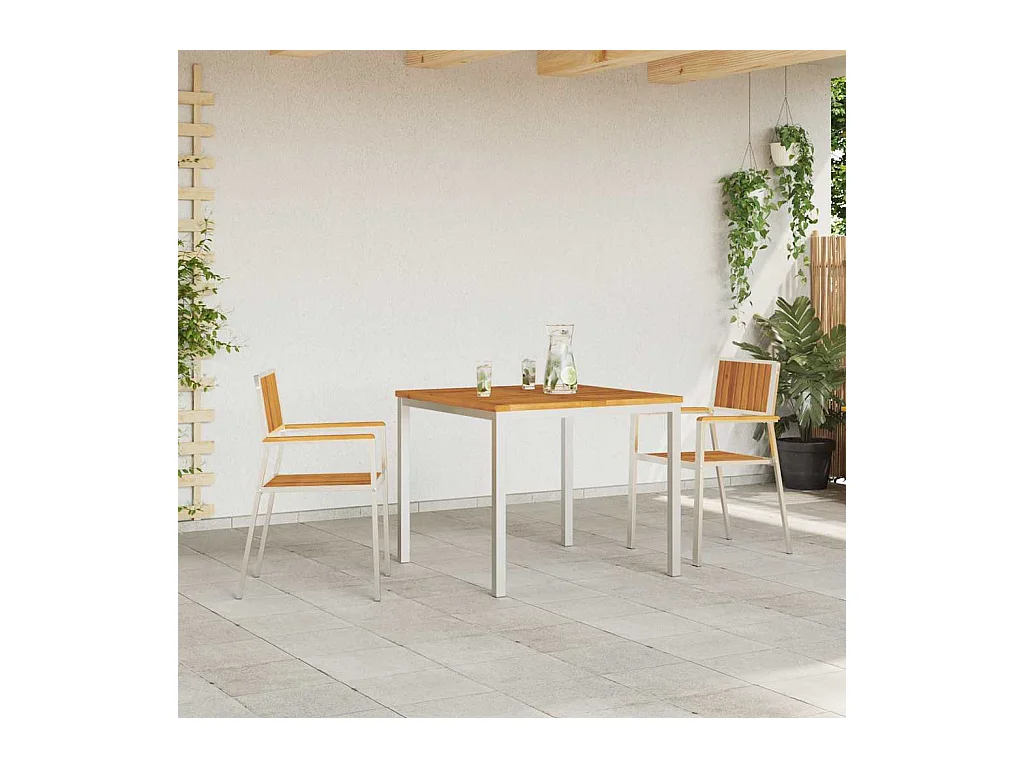 Sedia da giardino 2 pezzi in legno massello di acacia marrone