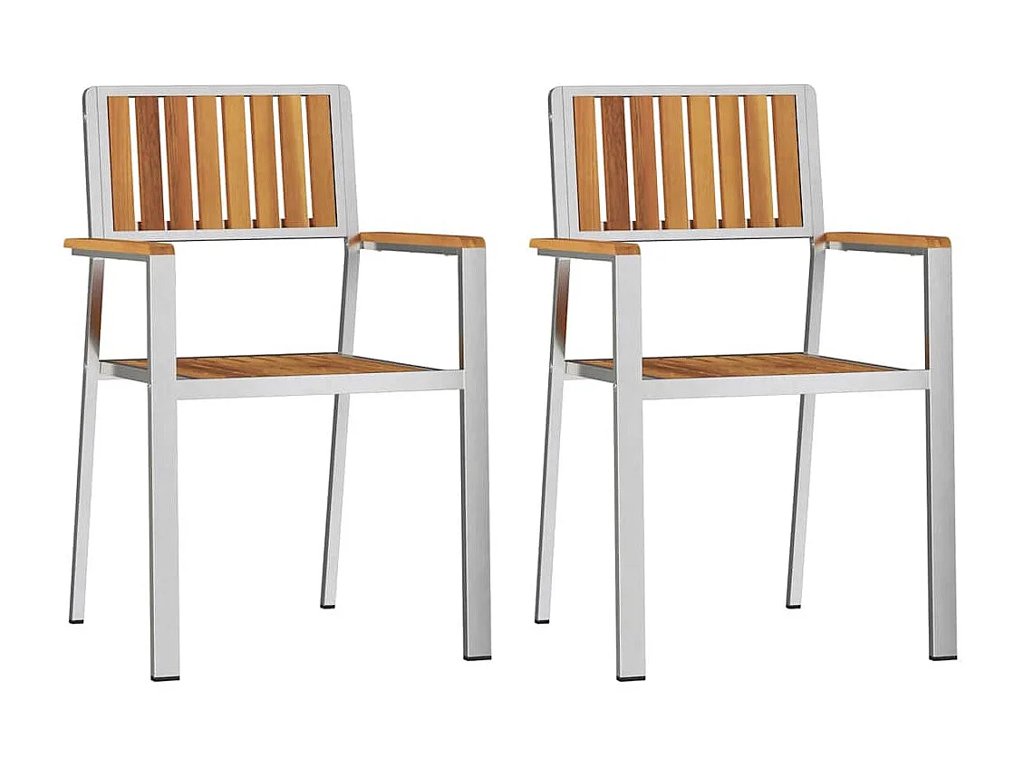 Sedia da giardino 2 pezzi in legno massello di acacia marrone