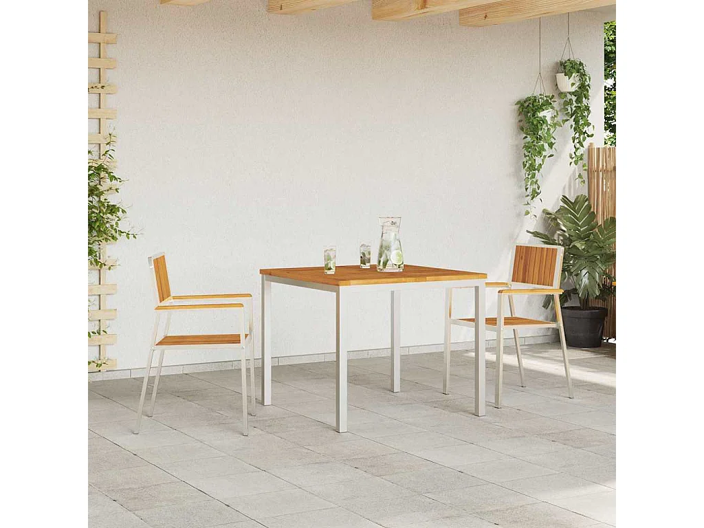 Sedia da giardino 2 pezzi in legno massello di acacia marrone