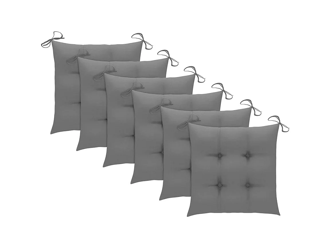 Chaises à manger d'extérieur lot de 6 et coussins Acacia massif