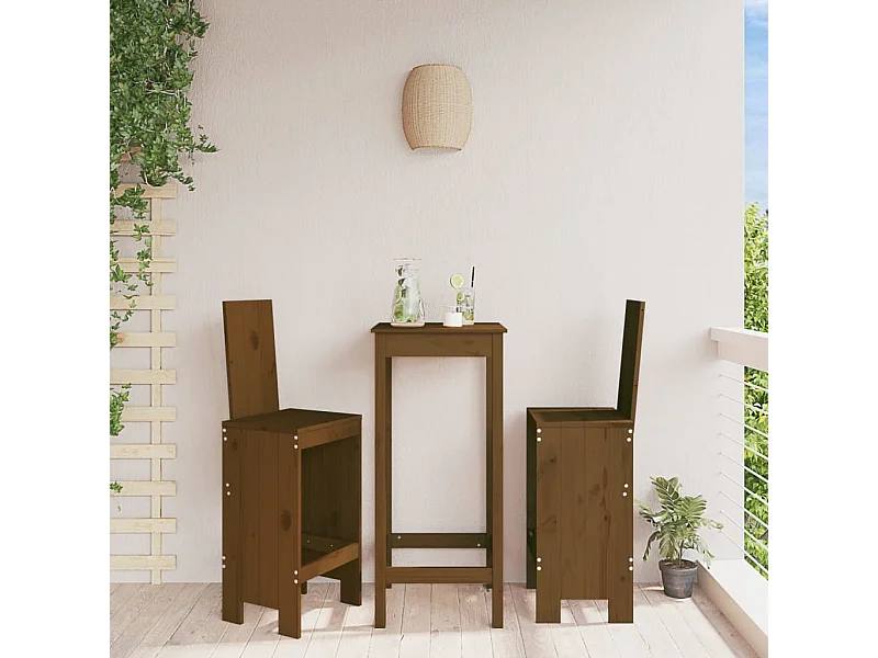 Set van 2 krukken, honingbruin, 40x42x120 cm, massief grenenhout