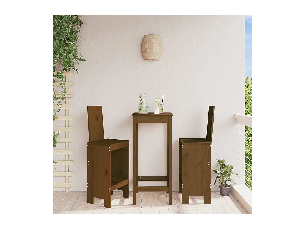 Set van 2 krukken, honingbruin, 40x42x120 cm, massief grenenhout