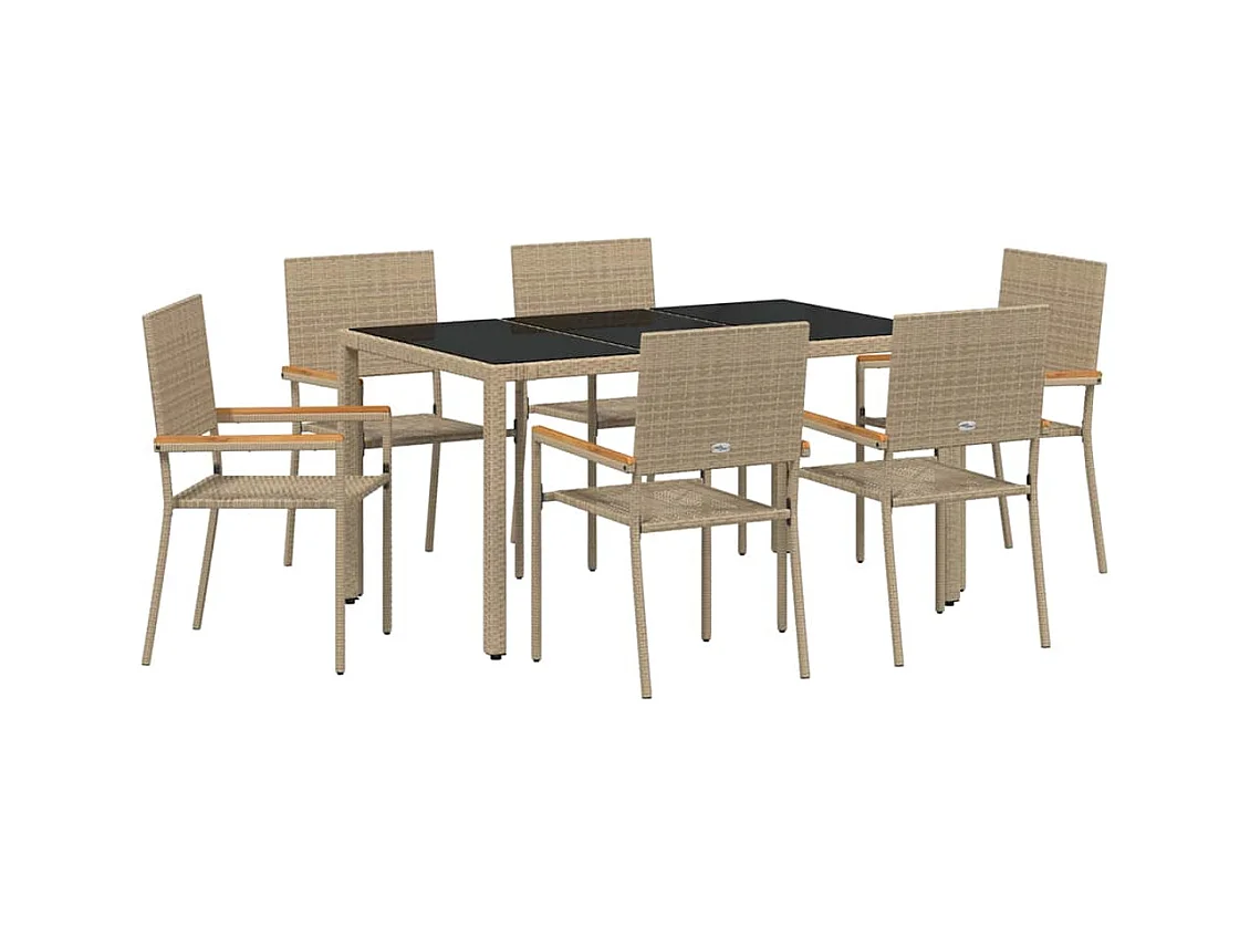 Ensemble de salle à manger pour jardin 7 pcs Beige