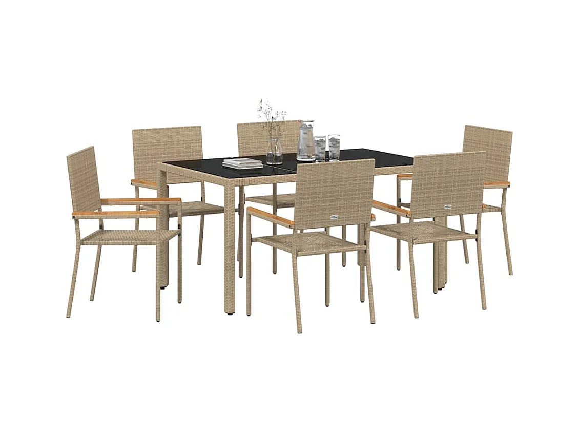Ensemble de salle à manger pour jardin 7 pcs Beige