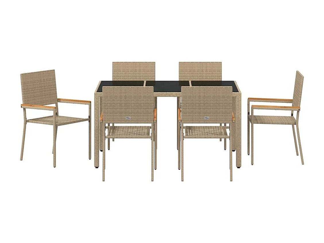Set da pranzo da giardino 7 pezzi, beige