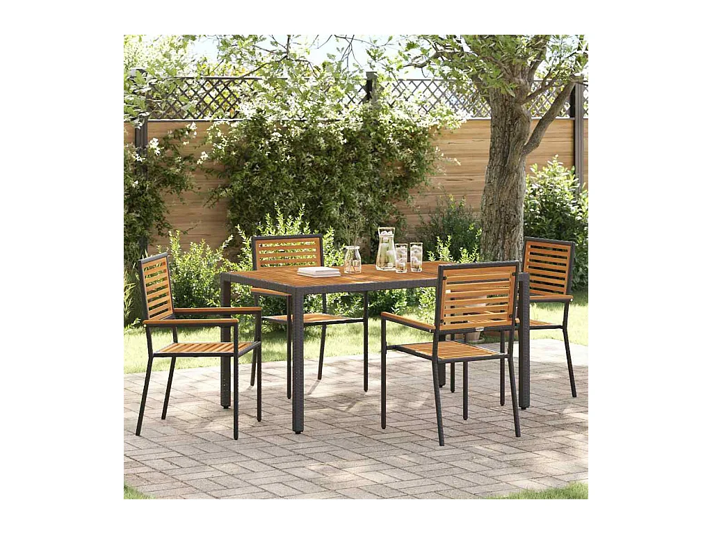 Ensemble de salle à manger pour jardin 5 pcs Noir